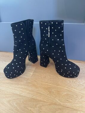 Nordstrom Black Star-Studded Platform Ankle Boots